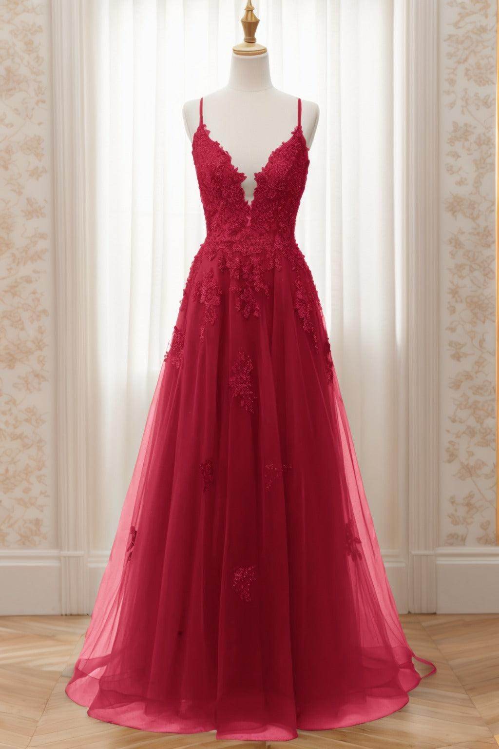 A-Line Sweep-Brush Train Tulle Prom Dress CS0463