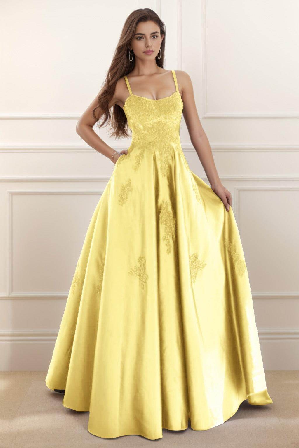 A-Line Floor Length Satin Prom Dress CS0458
