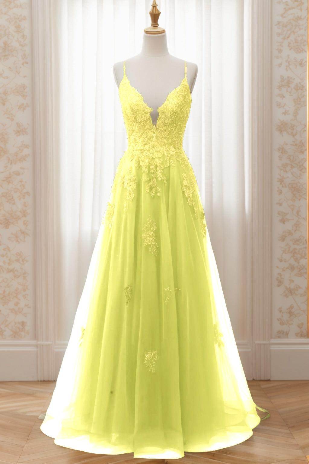 A-Line Sweep-Brush Train Tulle Prom Dress CS0463