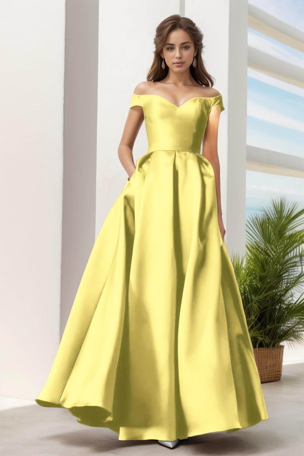 A-Line Floor Length Satin Prom Dress CS0408