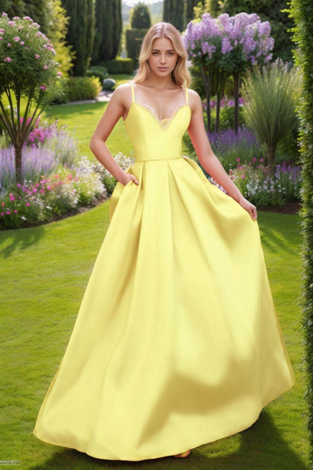 A-Line Floor Length Satin Prom Dress CS0451