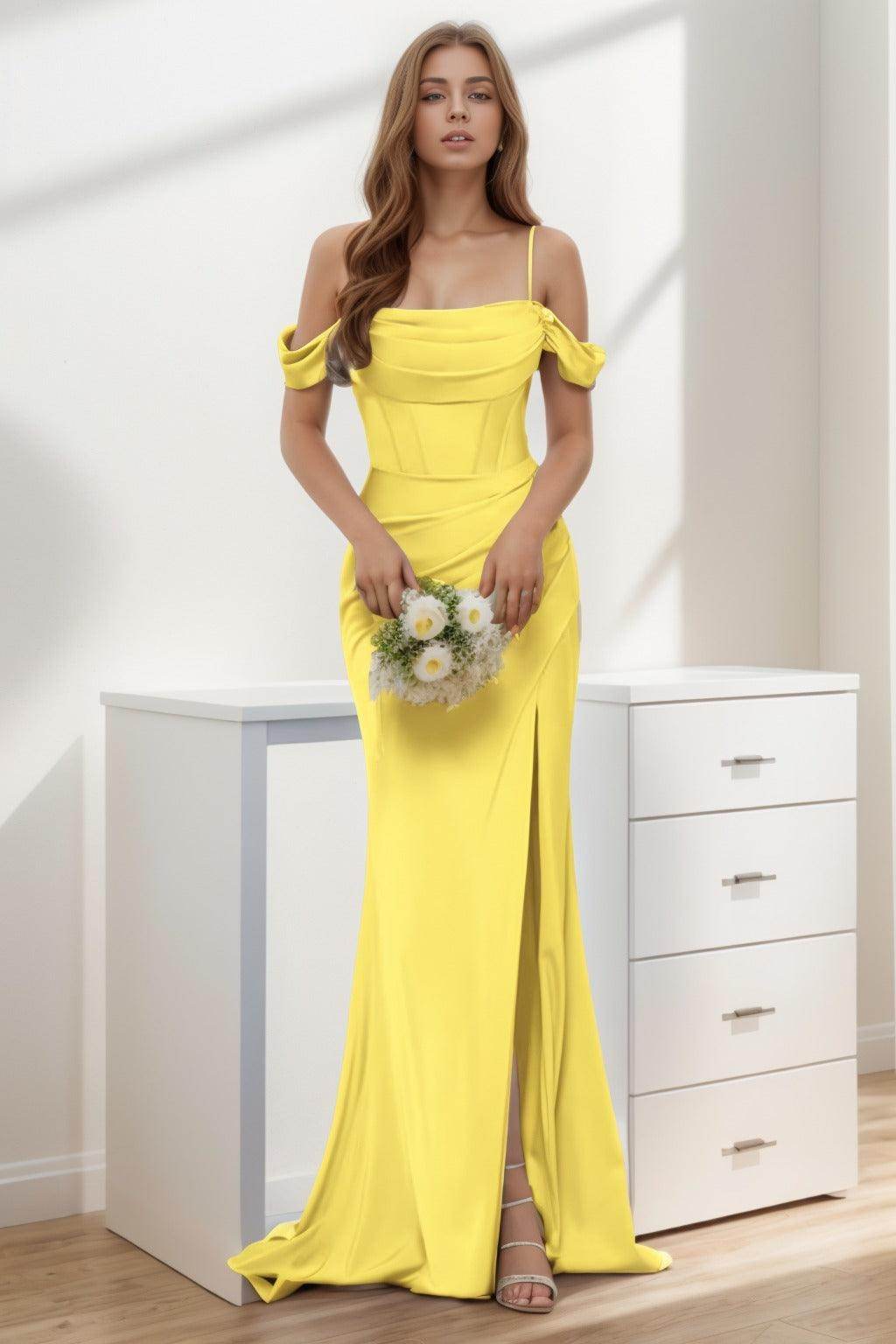 Trumpet-Mermaid Sweep-Brush Train Silk-Like Prom Dress CS0399