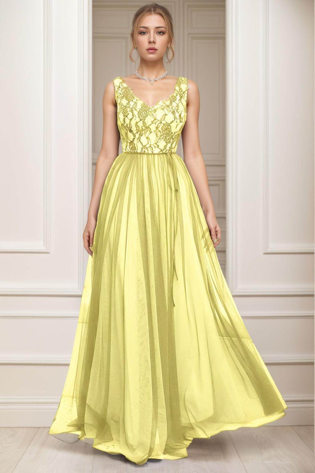 A-Line Sweep-Brush Train Tulle Prom Dress CS0466