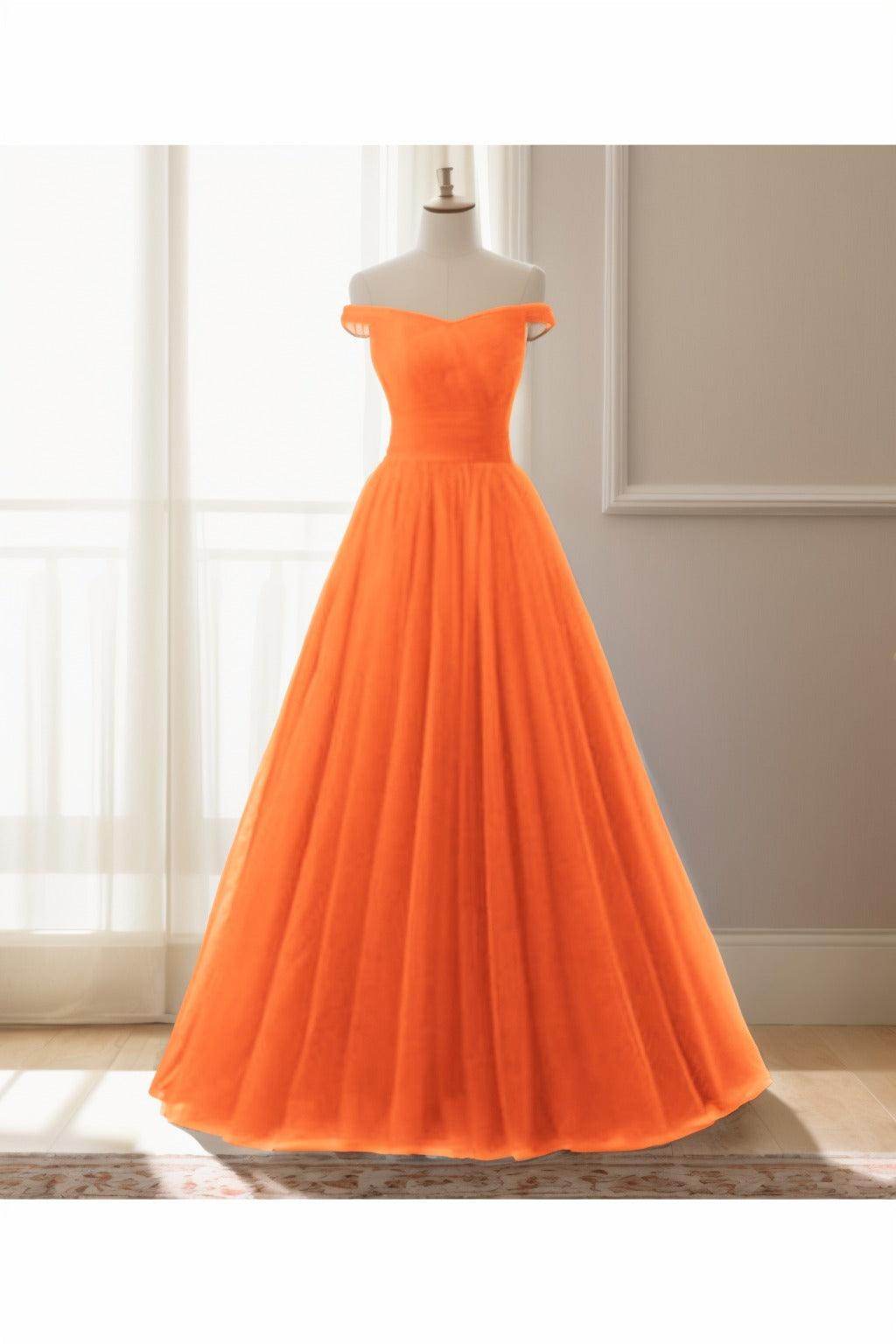 A-Line Floor Length Tulle Prom Dress CS0459
