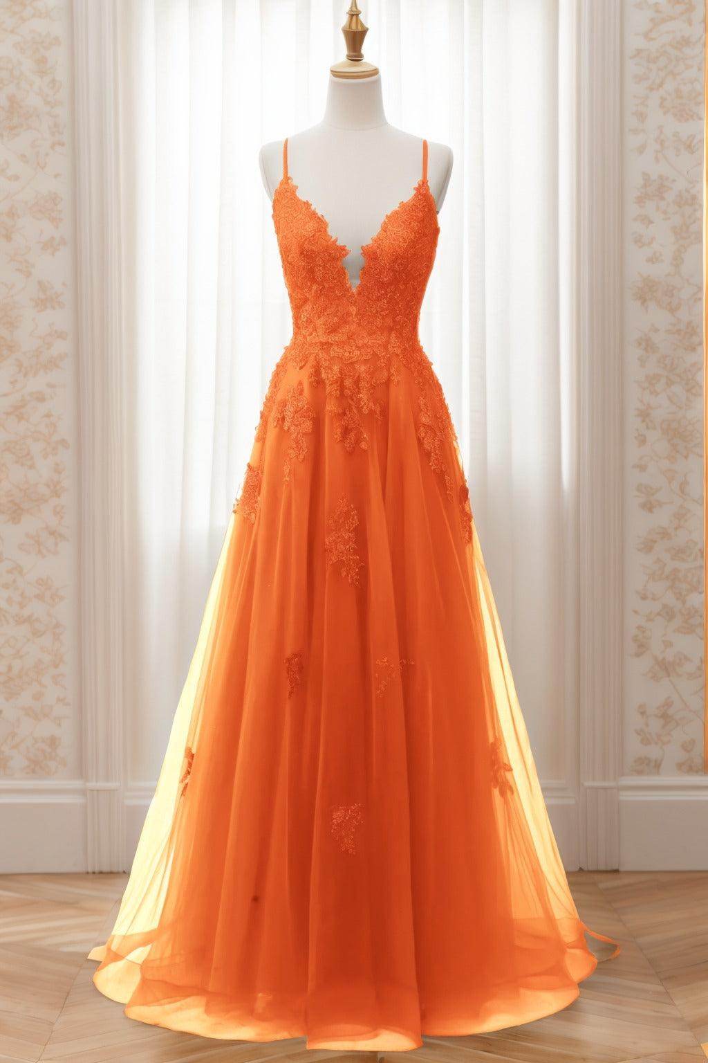 A-Line Sweep-Brush Train Tulle Prom Dress CS0463