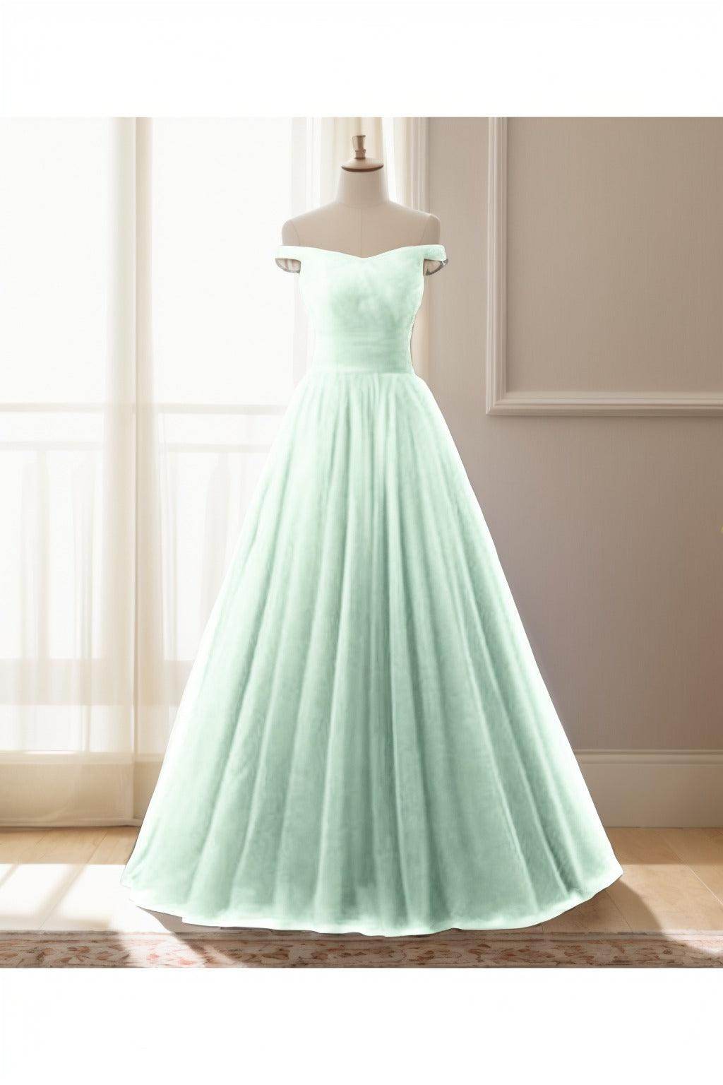 A-Line Floor Length Tulle Prom Dress CS0459