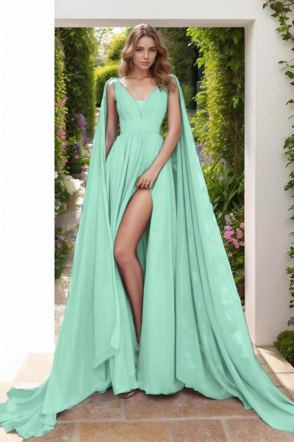 A-Line Floor Length Chiffon Prom Dress CS0454