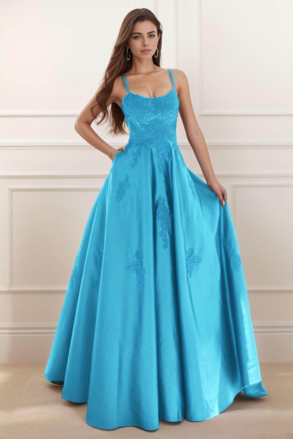 A-Line Floor Length Satin Prom Dress CS0458