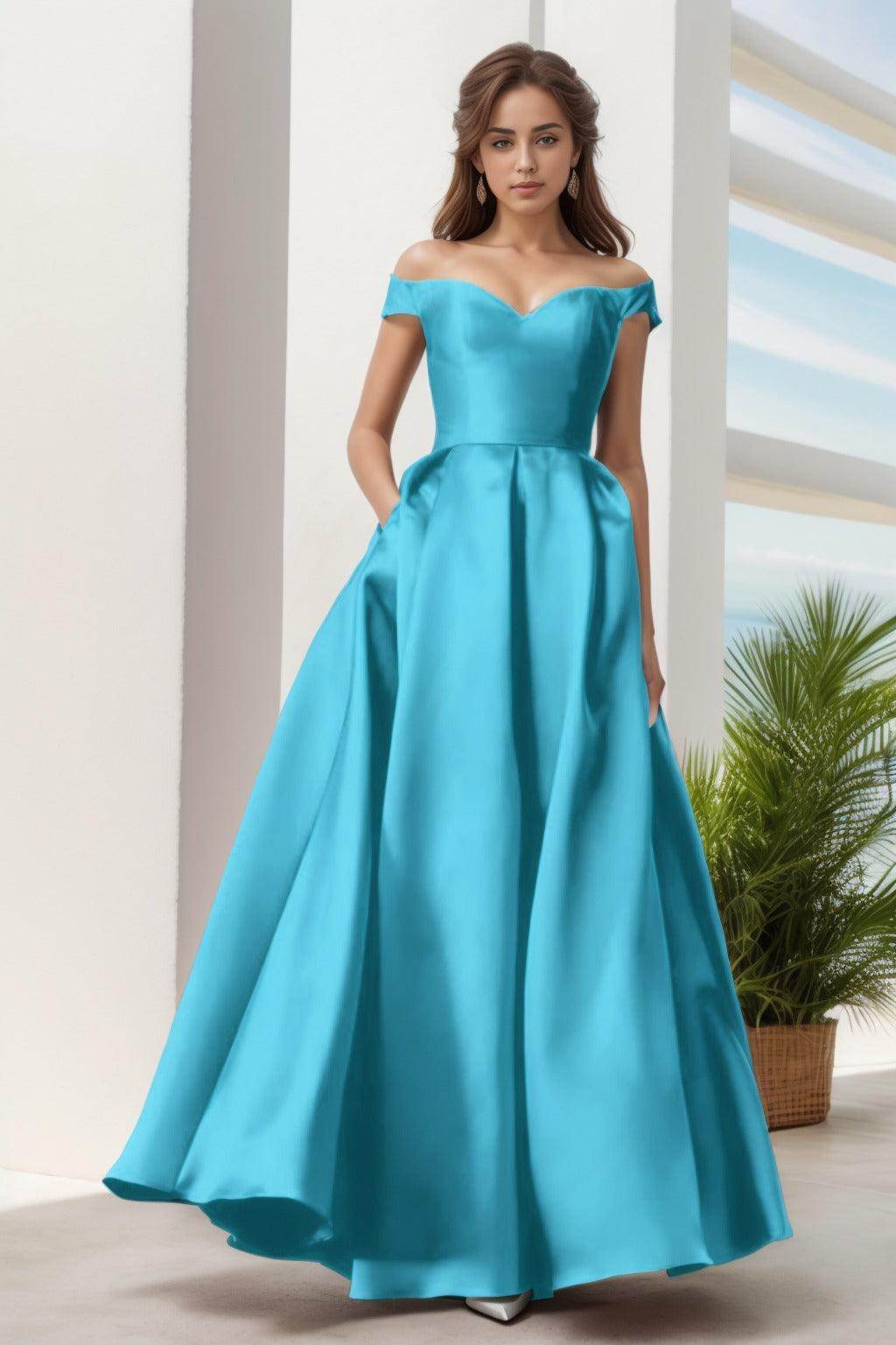 A-Line Floor Length Satin Prom Dress CS0408