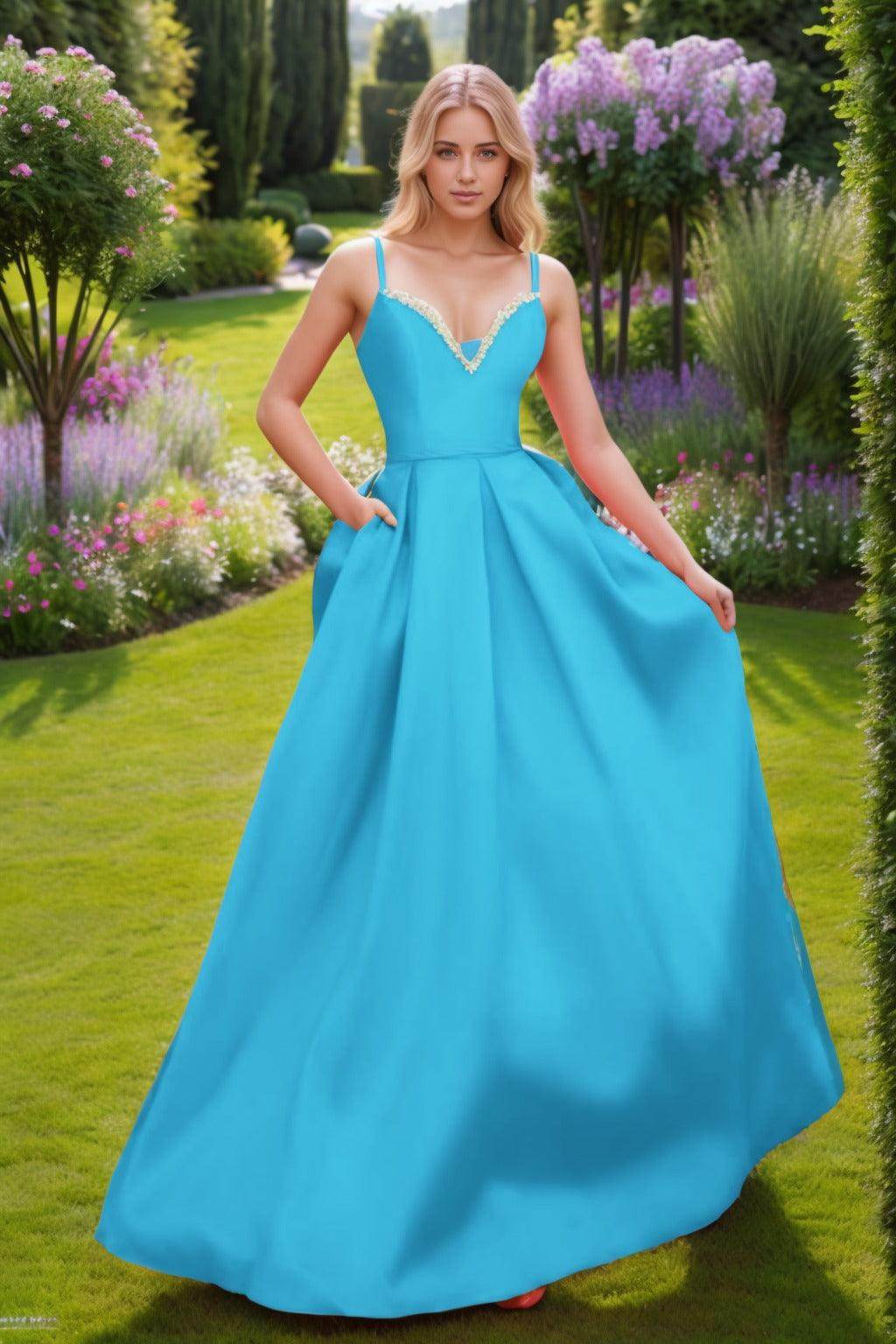 A-Line Floor Length Satin Prom Dress CS0451