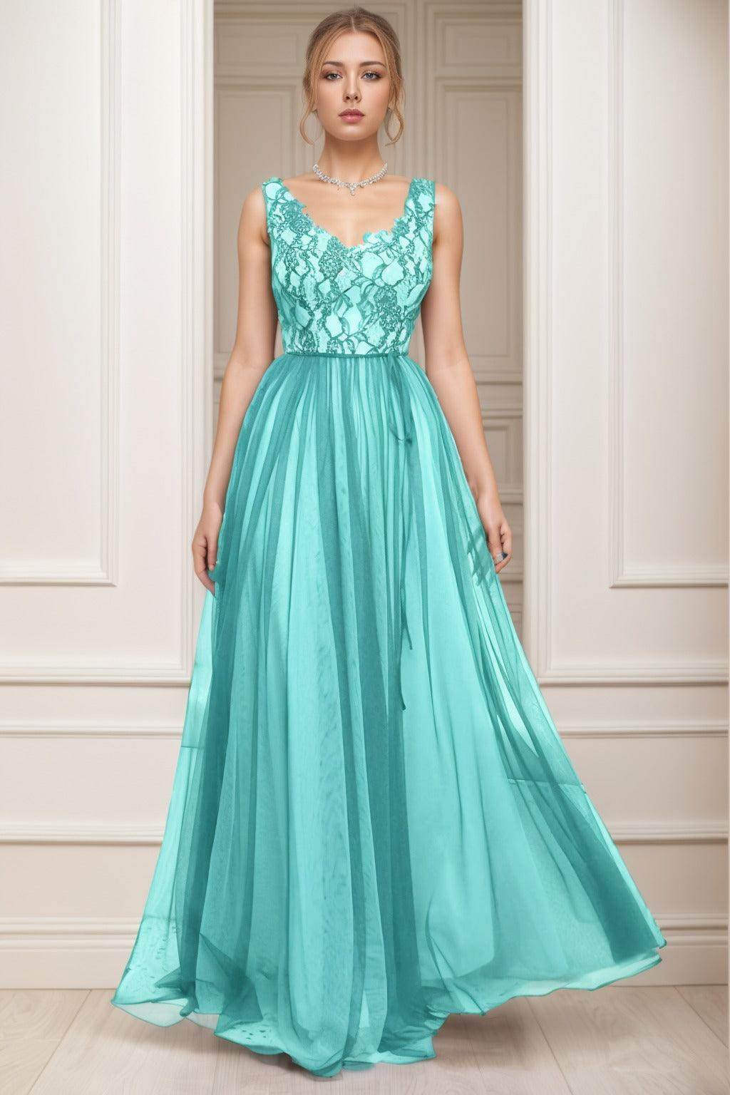 A-Line Sweep-Brush Train Tulle Prom Dress CS0466