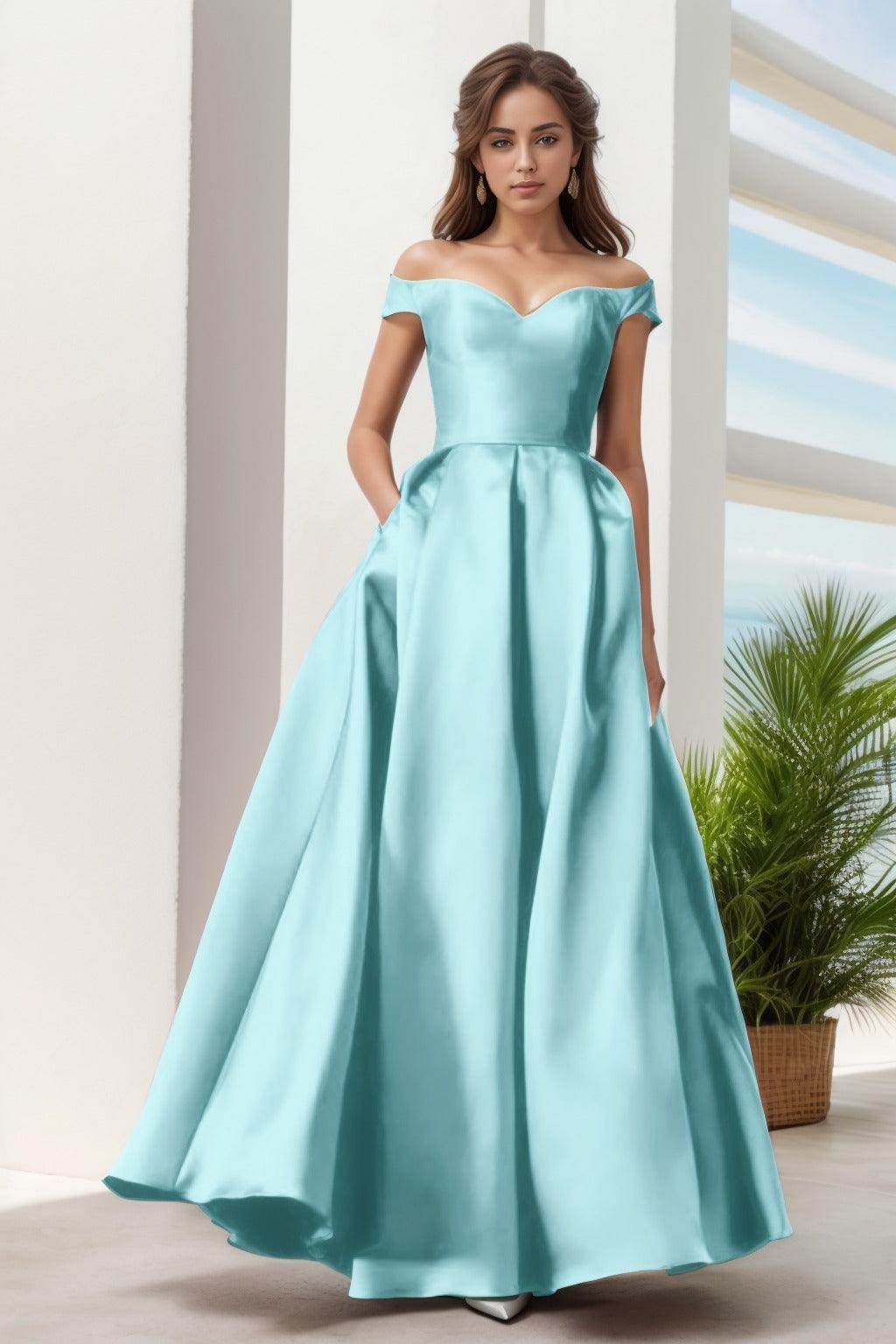A-Line Floor Length Satin Prom Dress CS0408