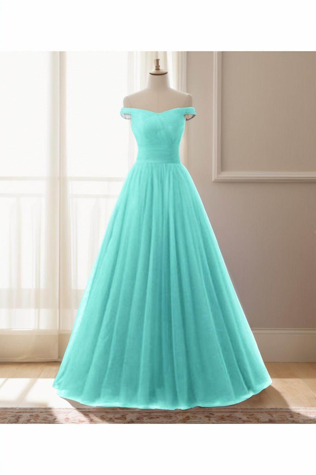 A-Line Floor Length Tulle Prom Dress CS0459