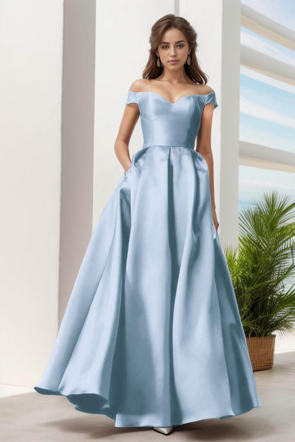 A-Line Floor Length Satin Prom Dress CS0408