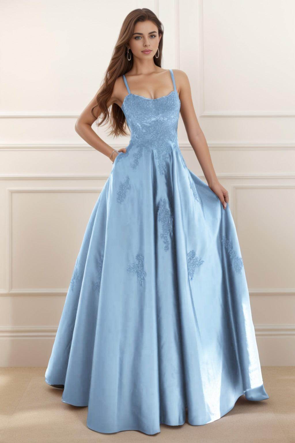 A-Line Floor Length Satin Prom Dress CS0458