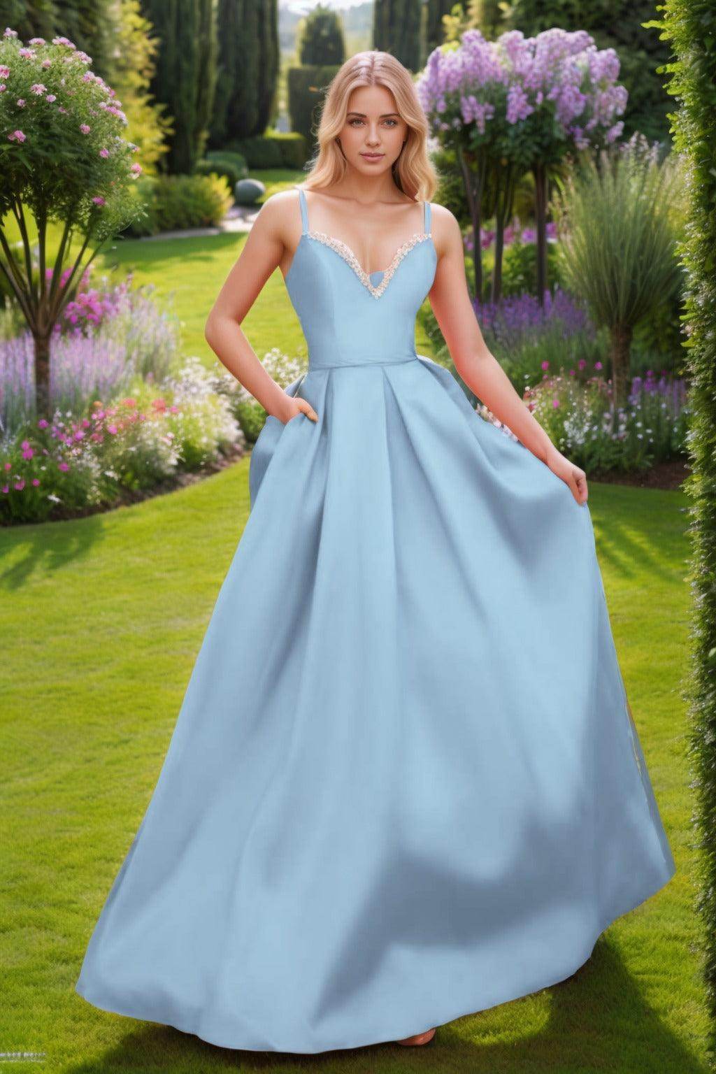 A-Line Floor Length Satin Prom Dress CS0451
