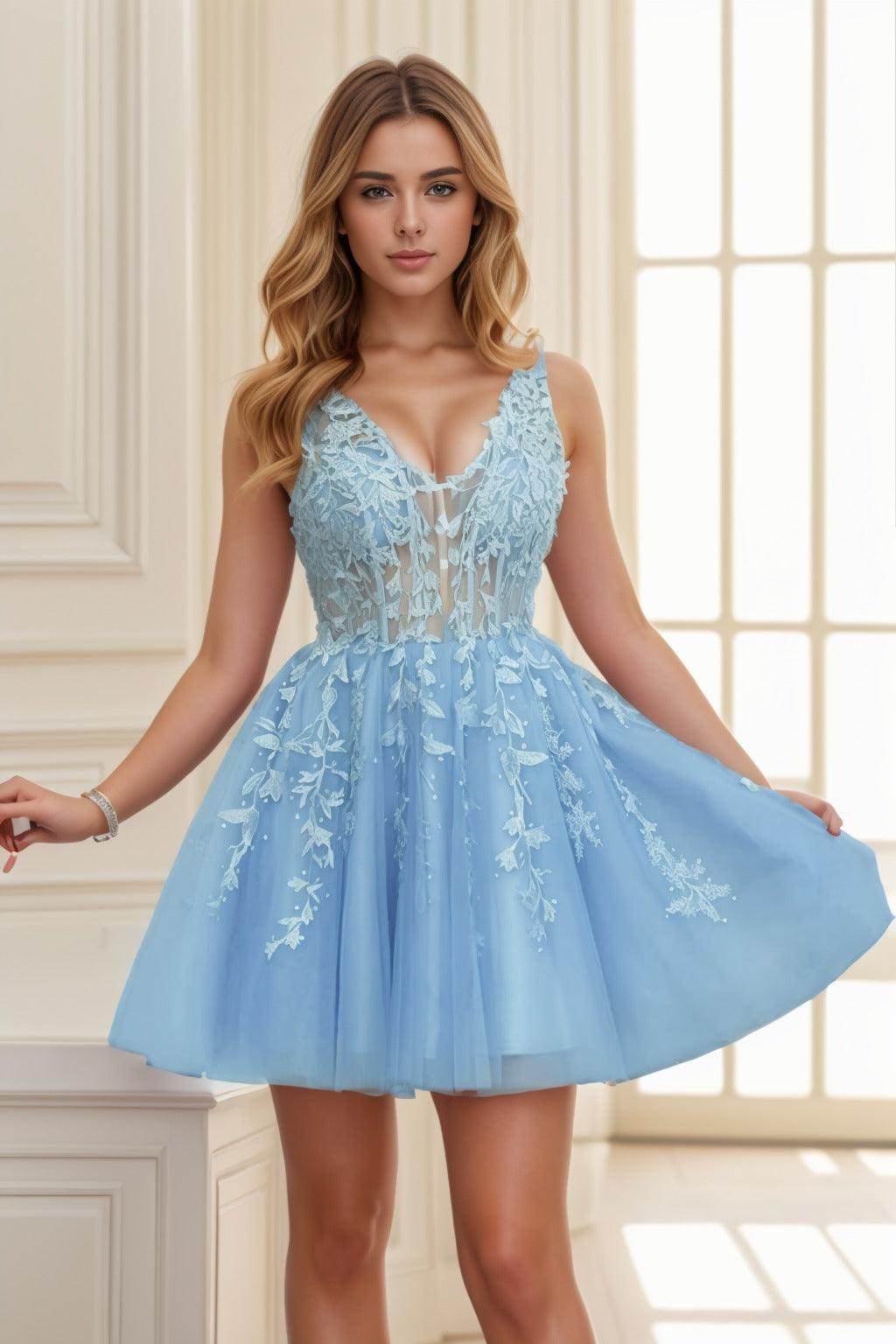 A-line Short-Mini Tulle Prom Dress CS0410
