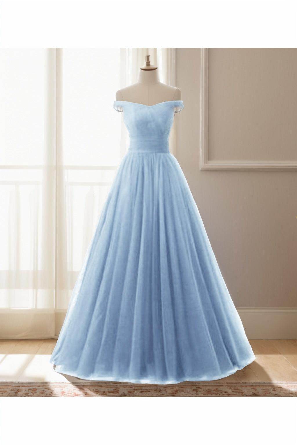 A-Line Floor Length Tulle Prom Dress CS0459