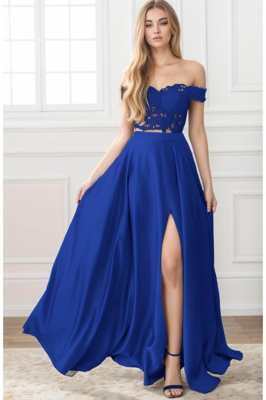 A-Line Sweep-Brush Train Elastic Satin Prom Dress CS0414