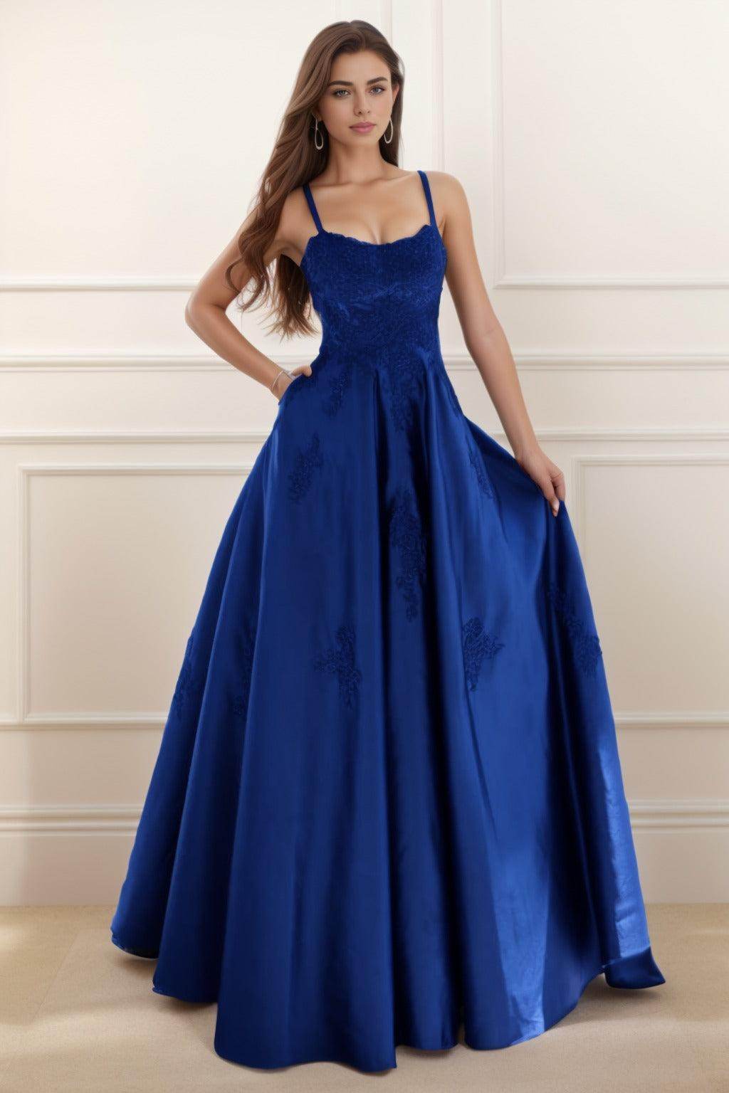 A-Line Floor Length Satin Prom Dress CS0458