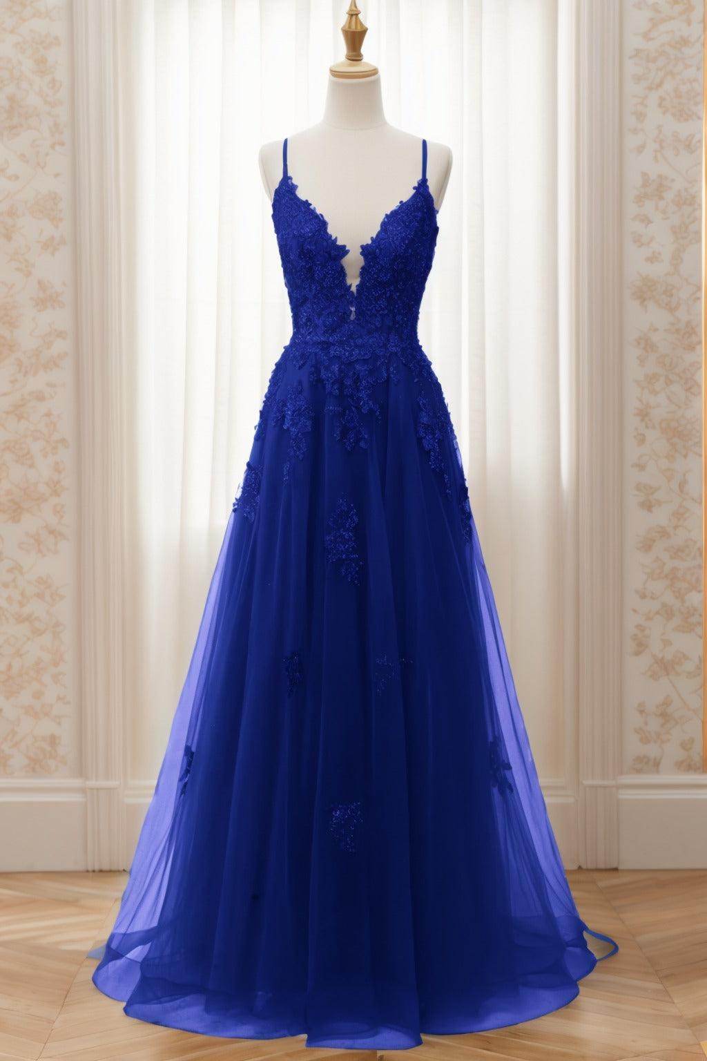 A-Line Sweep-Brush Train Tulle Prom Dress CS0463