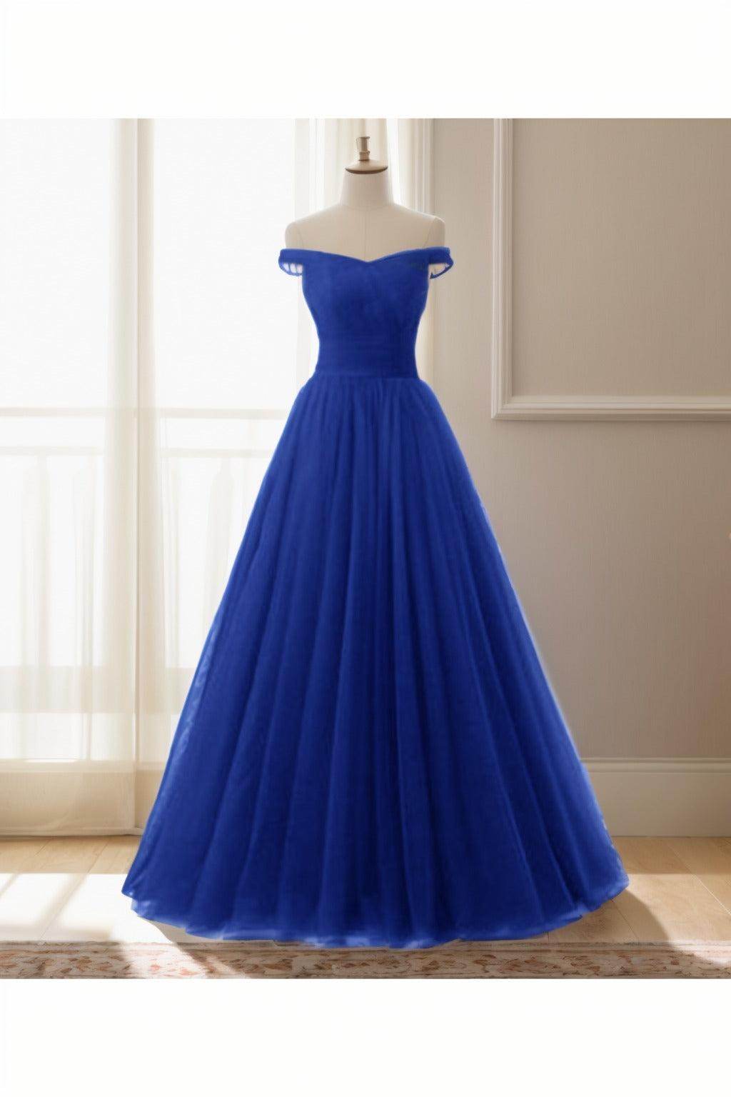 A-Line Floor Length Tulle Prom Dress CS0459