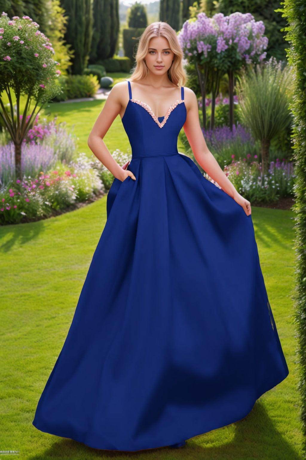 A-Line Floor Length Satin Prom Dress CS0451
