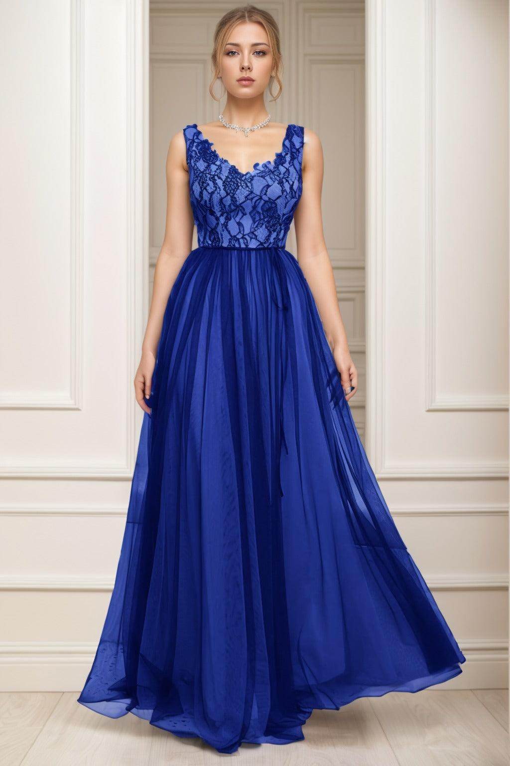 A-Line Sweep-Brush Train Tulle Prom Dress CS0466