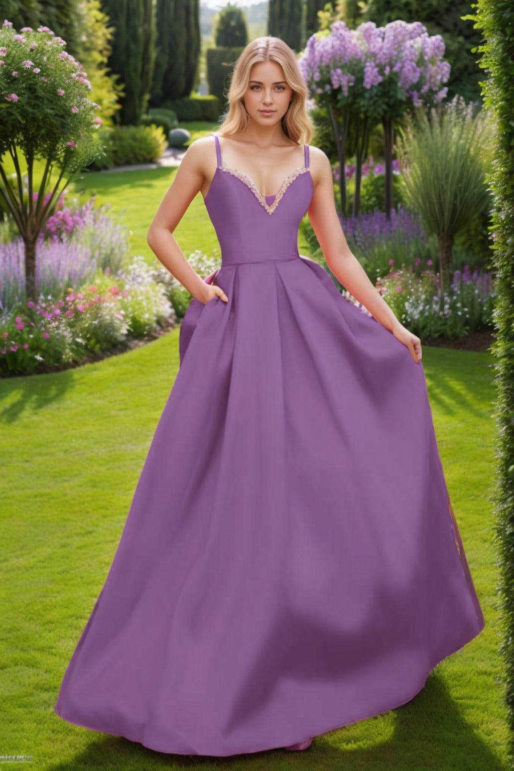 A-Line Floor Length Satin Prom Dress CS0451
