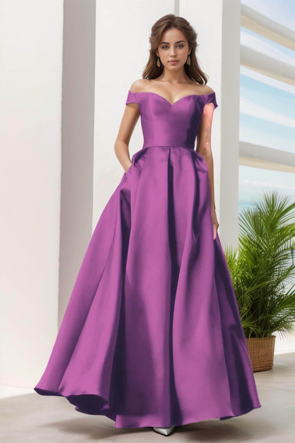 A-Line Floor Length Satin Prom Dress CS0408