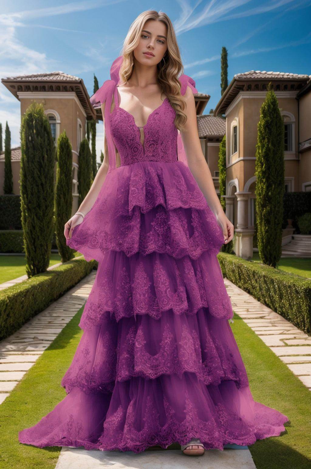 Ball Gown Sweep-Brush Train Tulle Prom Dress CS0461