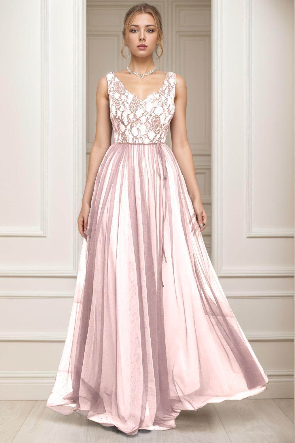 A-Line Sweep-Brush Train Tulle Prom Dress CS0466