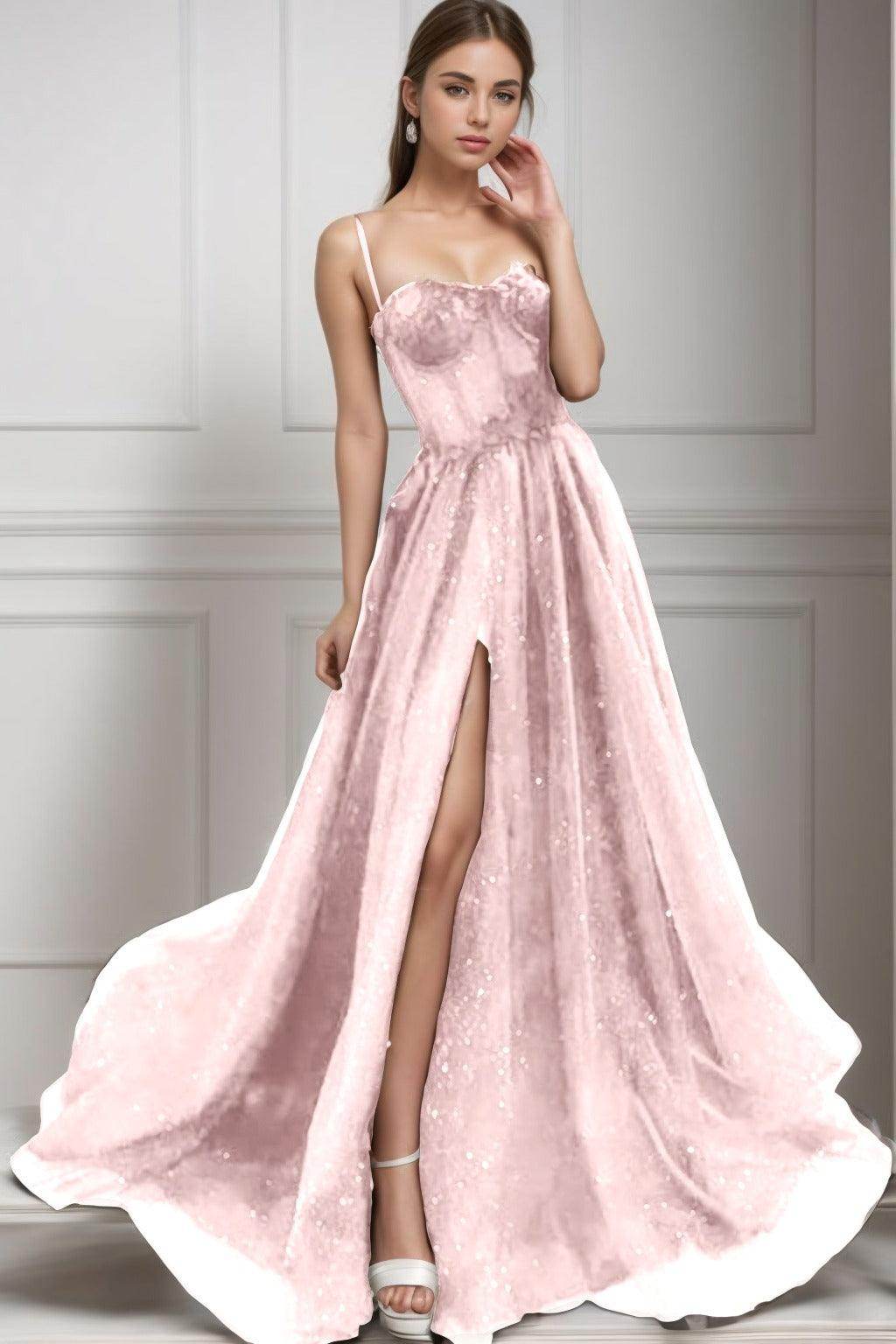 A-Line Sweep-Brush Train Tulle Prom Dress CS0439