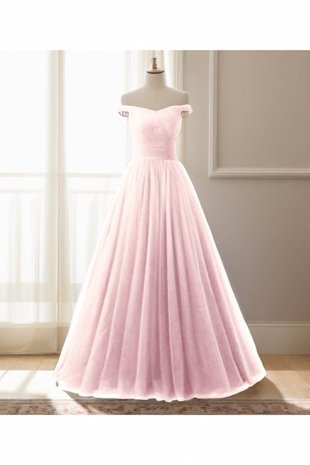 A-Line Floor Length Tulle Prom Dress CS0459