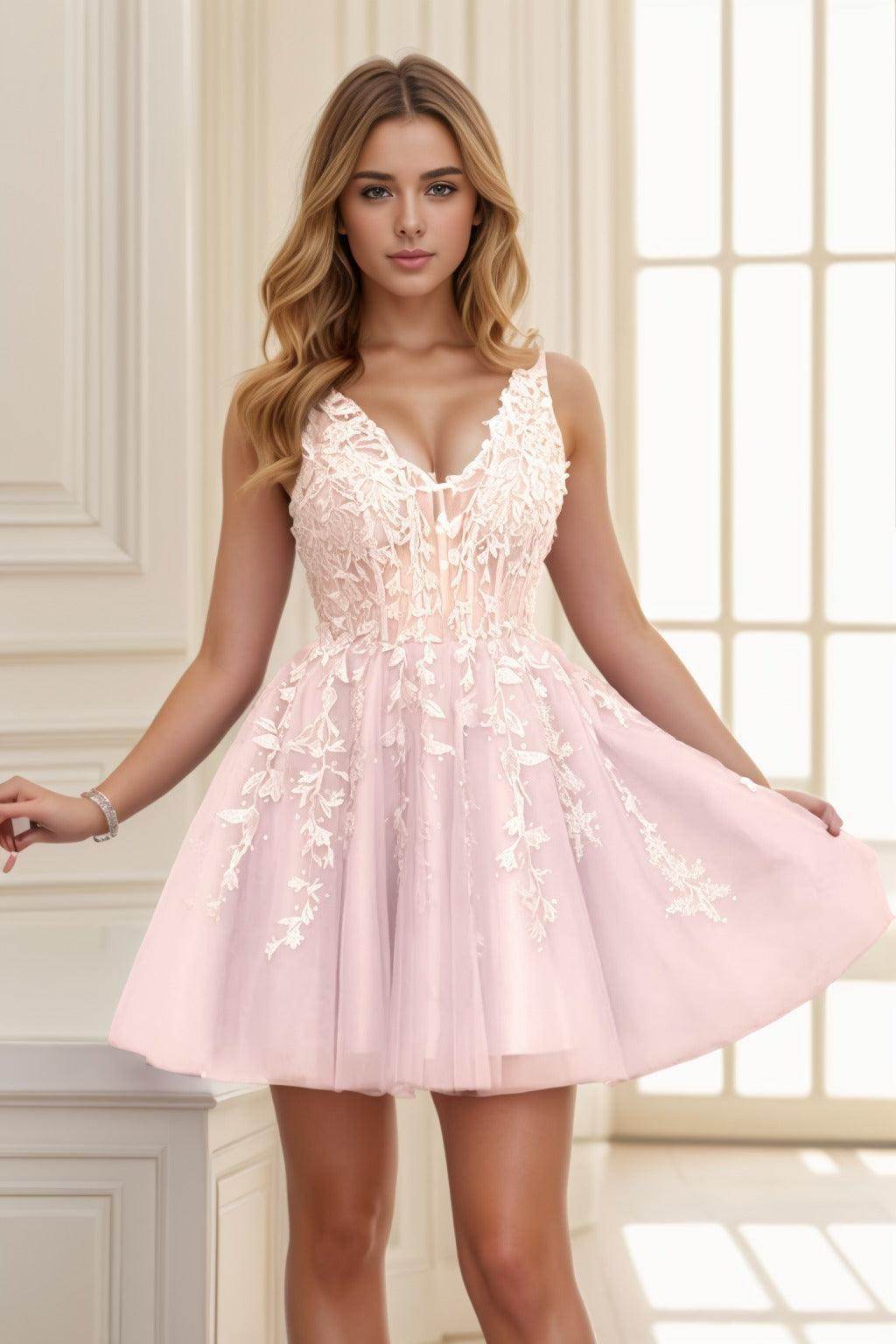A-line Short-Mini Tulle Prom Dress CS0410