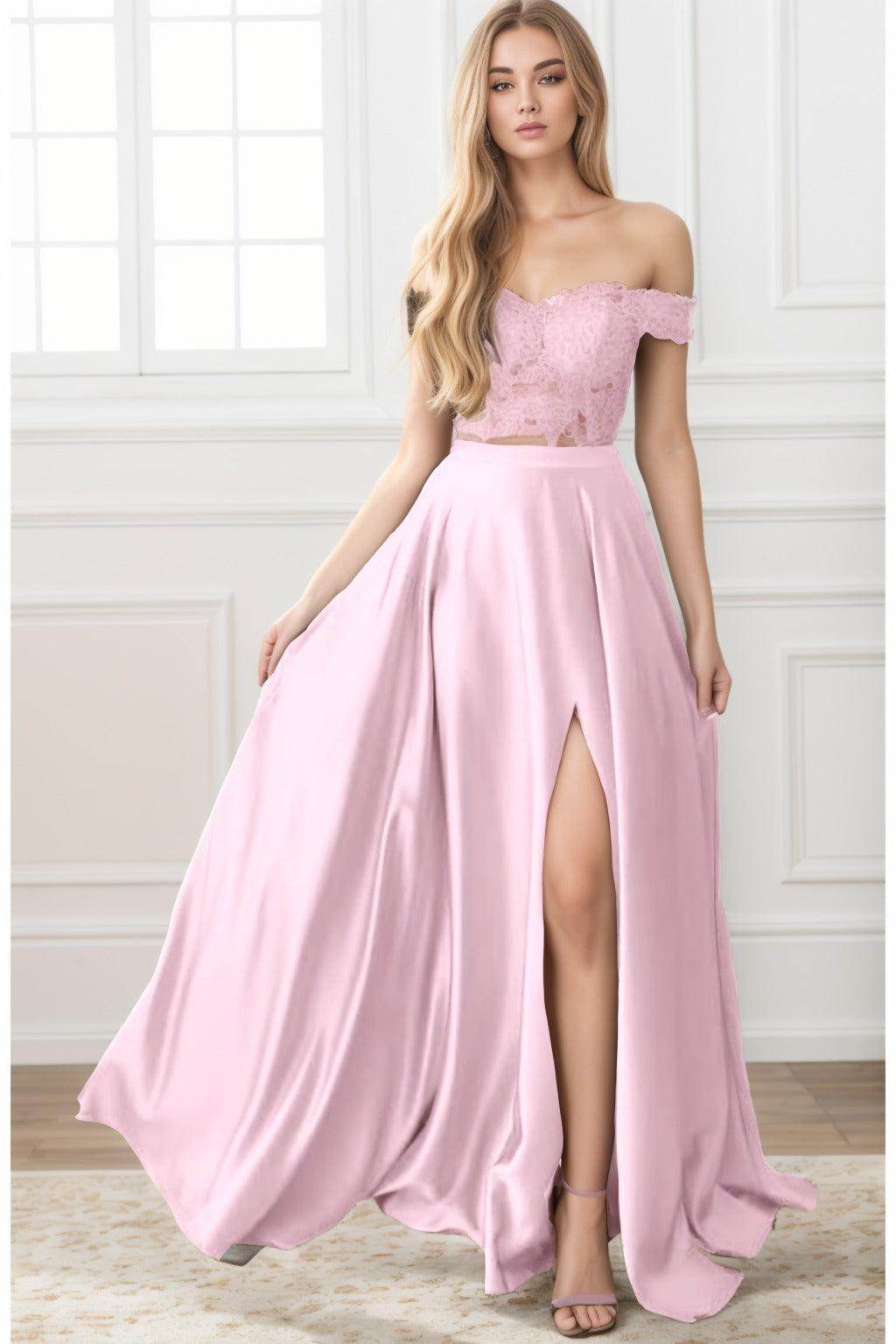 A-Line Sweep-Brush Train Elastic Satin Prom Dress CS0414