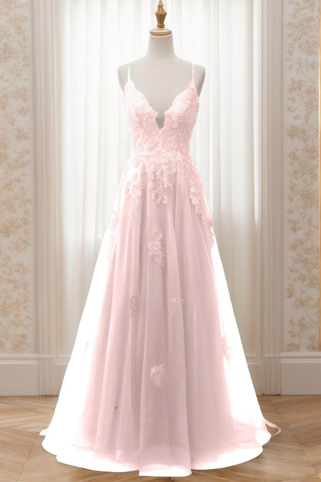 A-Line Sweep-Brush Train Tulle Prom Dress CS0463