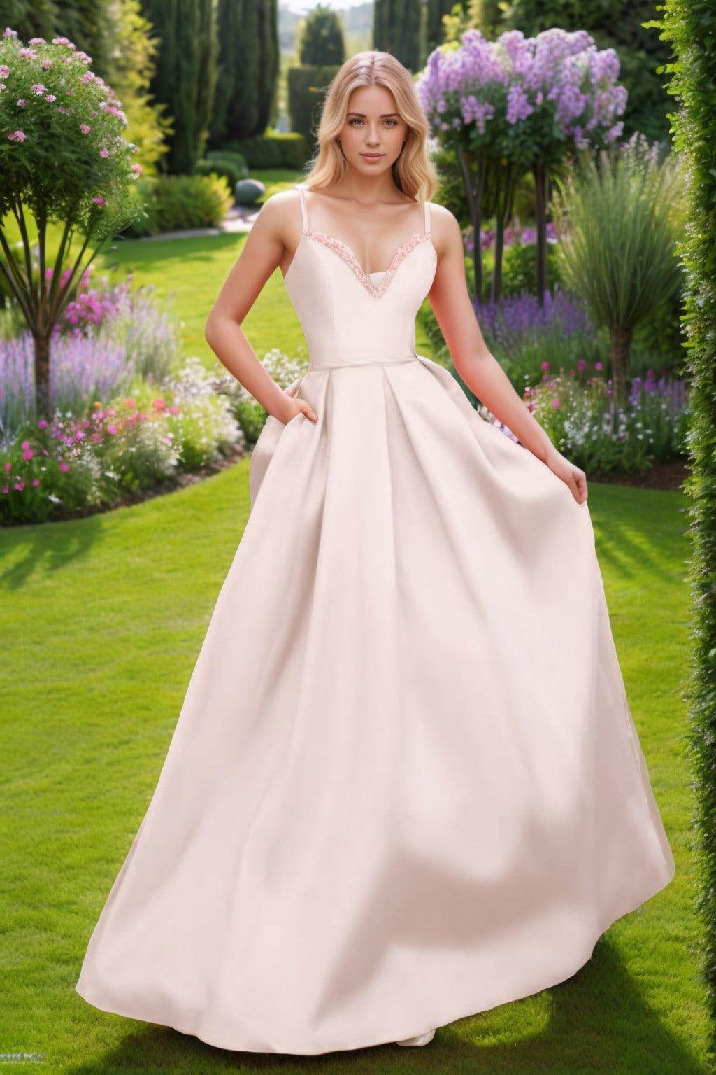 A-Line Floor Length Satin Prom Dress CS0451