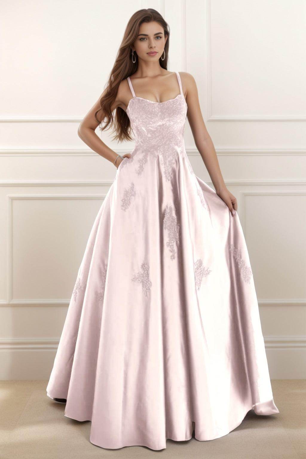 A-Line Floor Length Satin Prom Dress CS0458