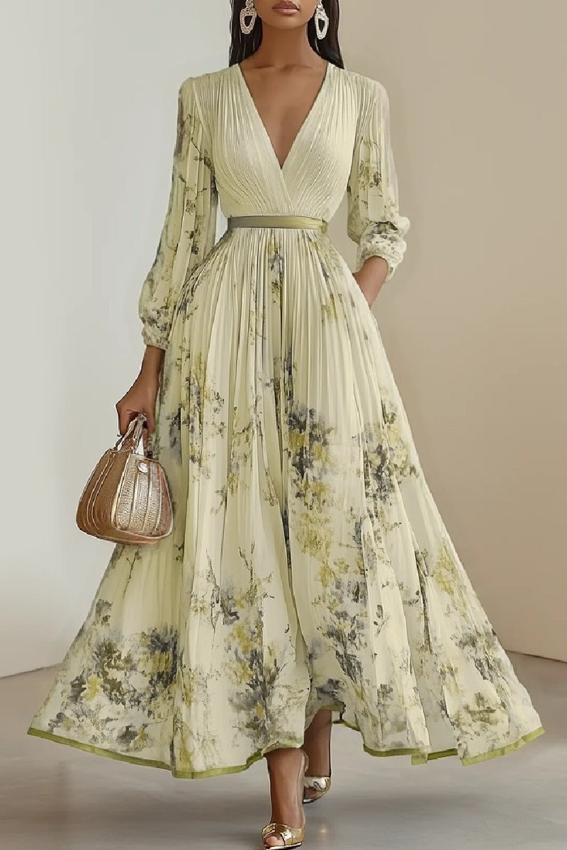 A-Line Tea Length Chiffon Wedding Guest Dress 891554880016