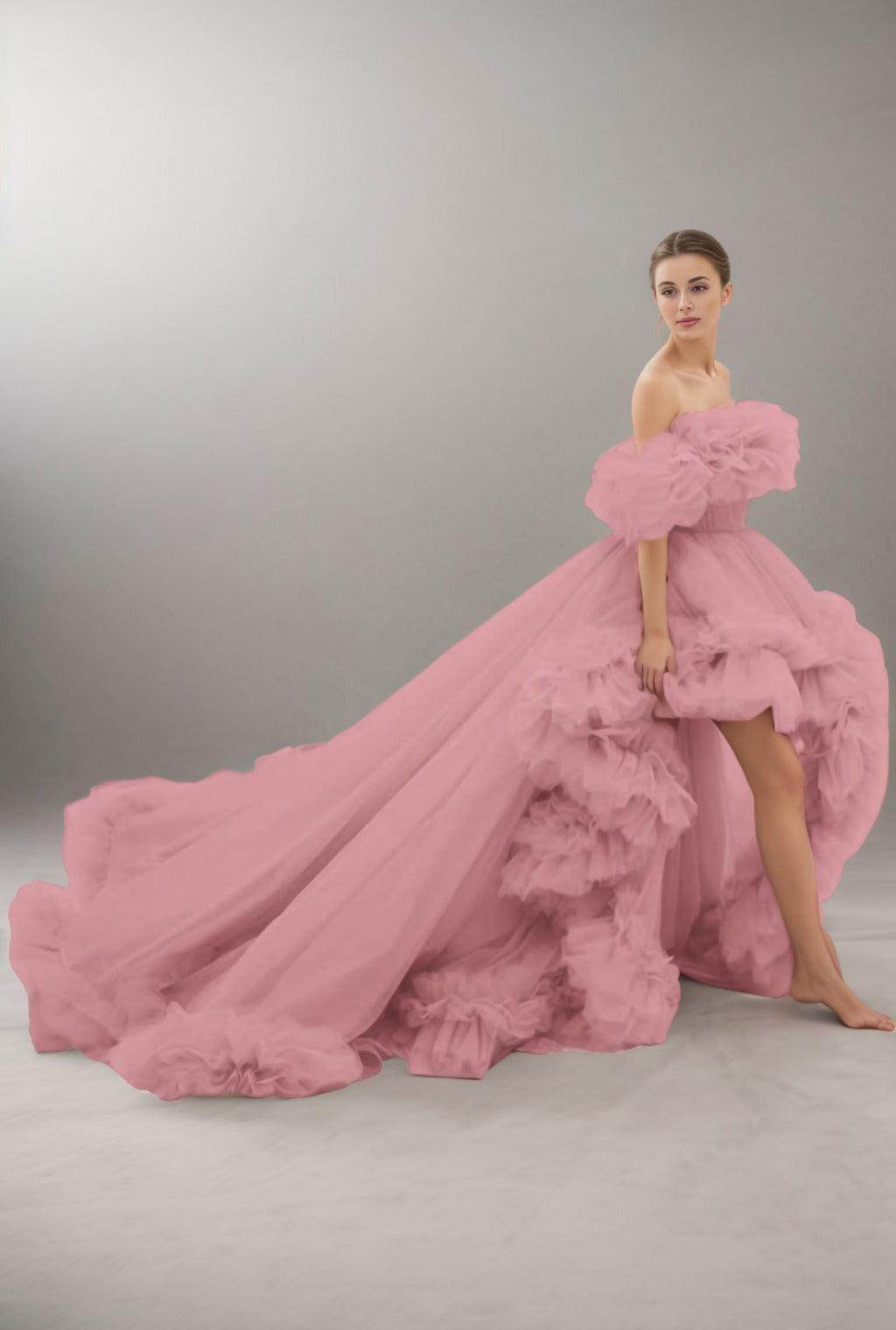 A-Line Court Train Tulle Prom Dress CS0406