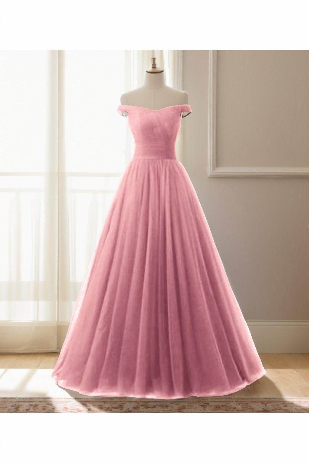 A-Line Floor Length Tulle Prom Dress CS0459