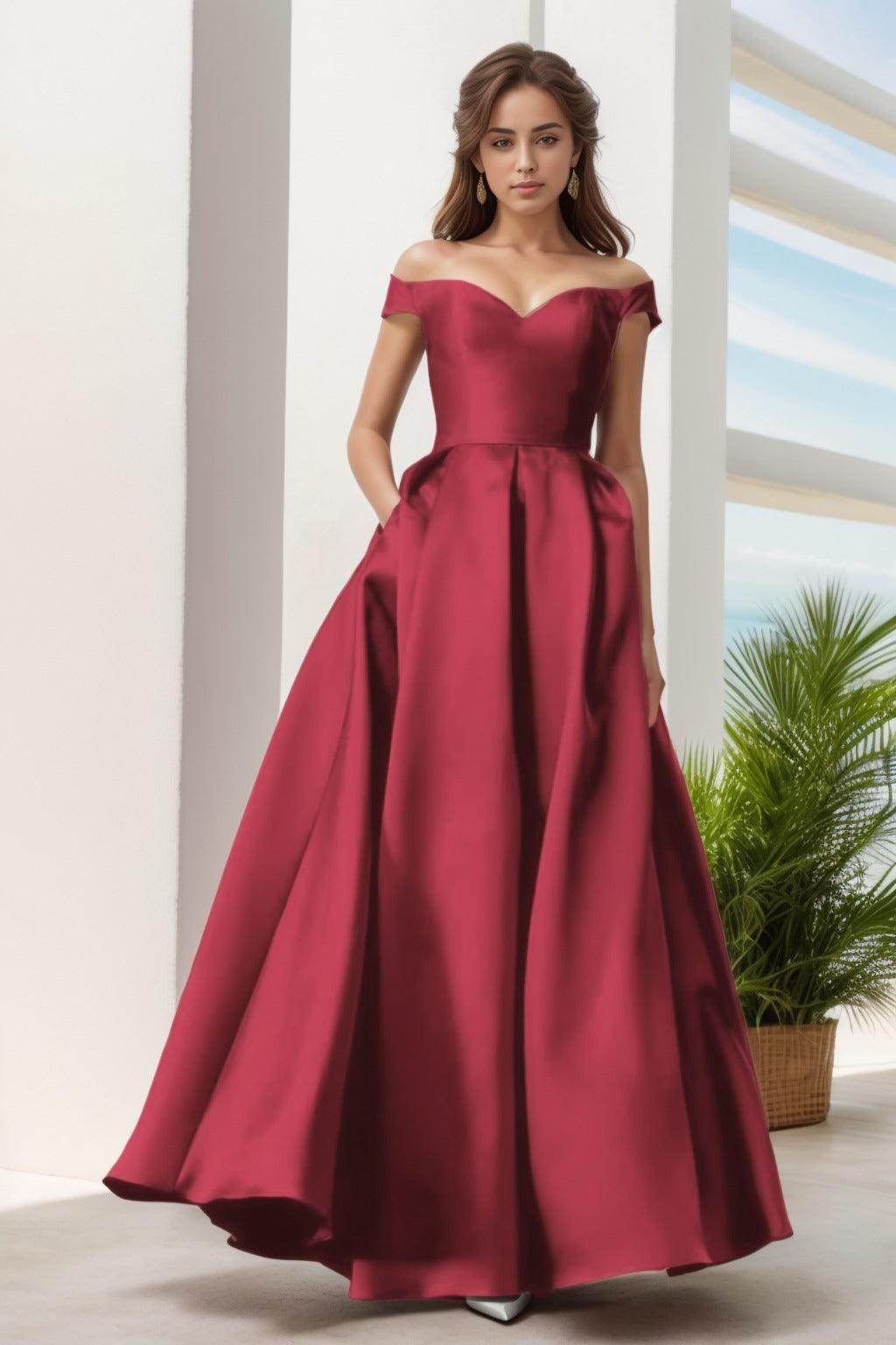 A-Line Floor Length Satin Prom Dress CS0408