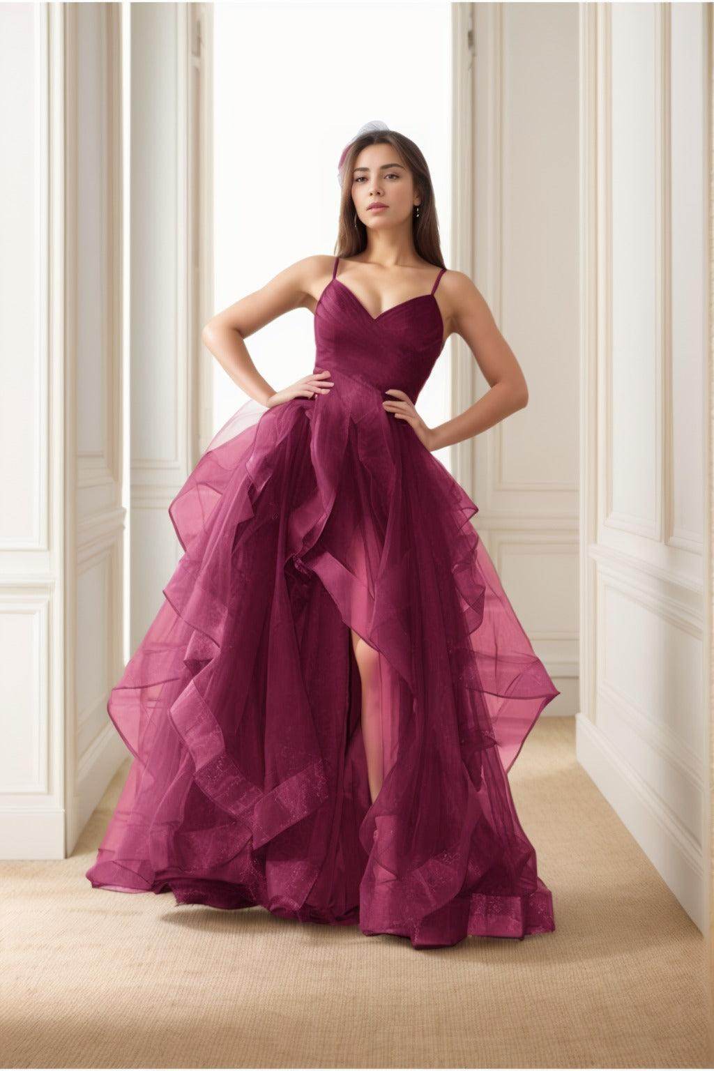 A-Line Floor-Length Tulle Prom Dress CS0412