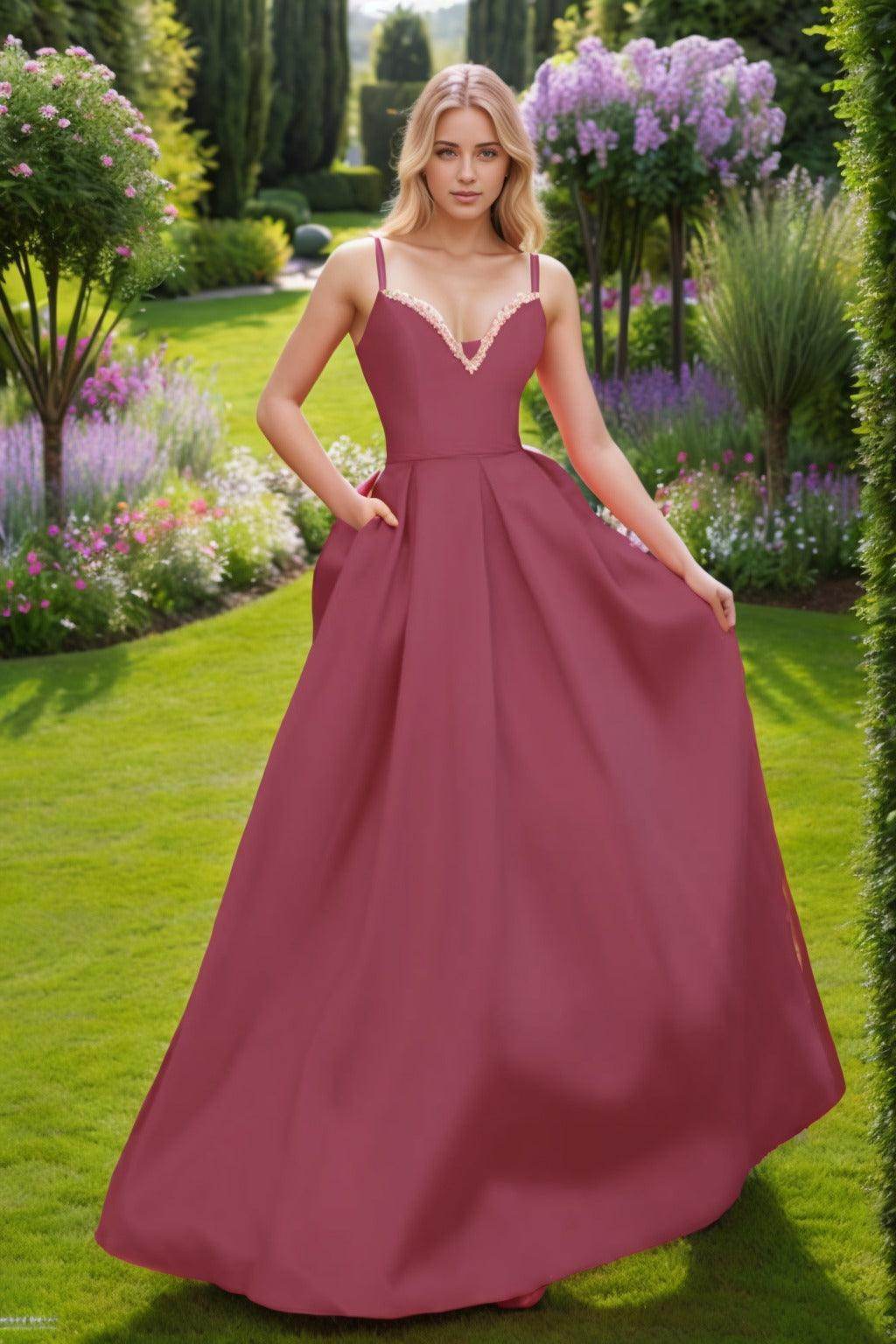 A-Line Floor Length Satin Prom Dress CS0451