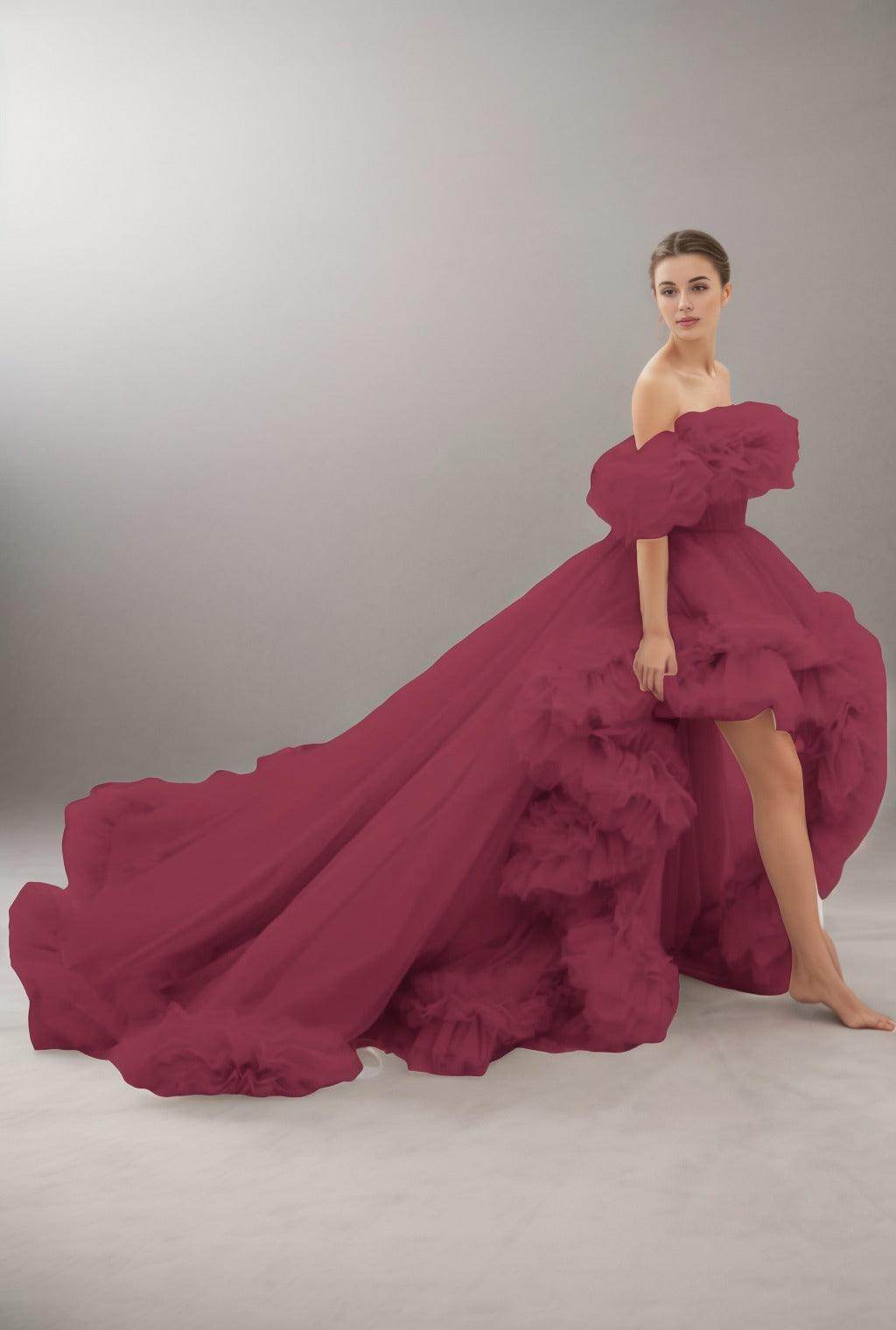A-Line Court Train Tulle Prom Dress CS0406
