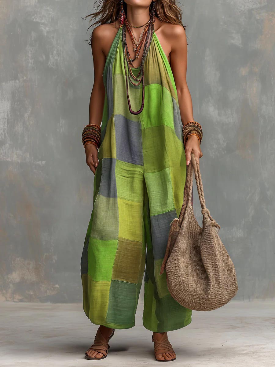 Adelyn - Patchwork Halter Jumpsuit