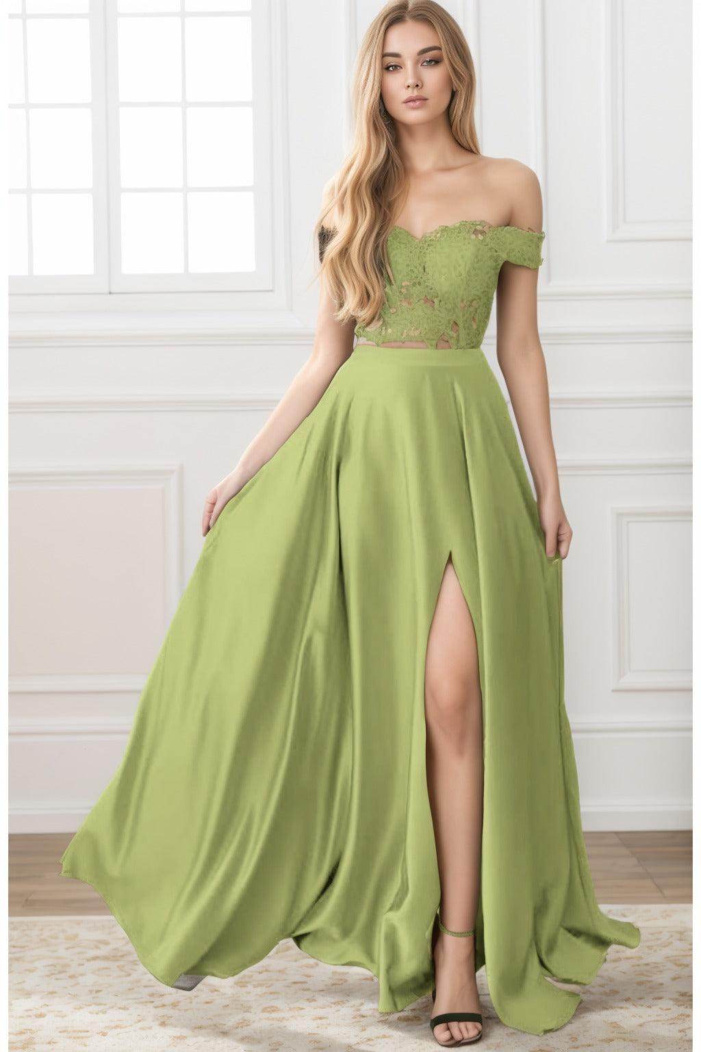 A-Line Sweep-Brush Train Elastic Satin Prom Dress CS0414