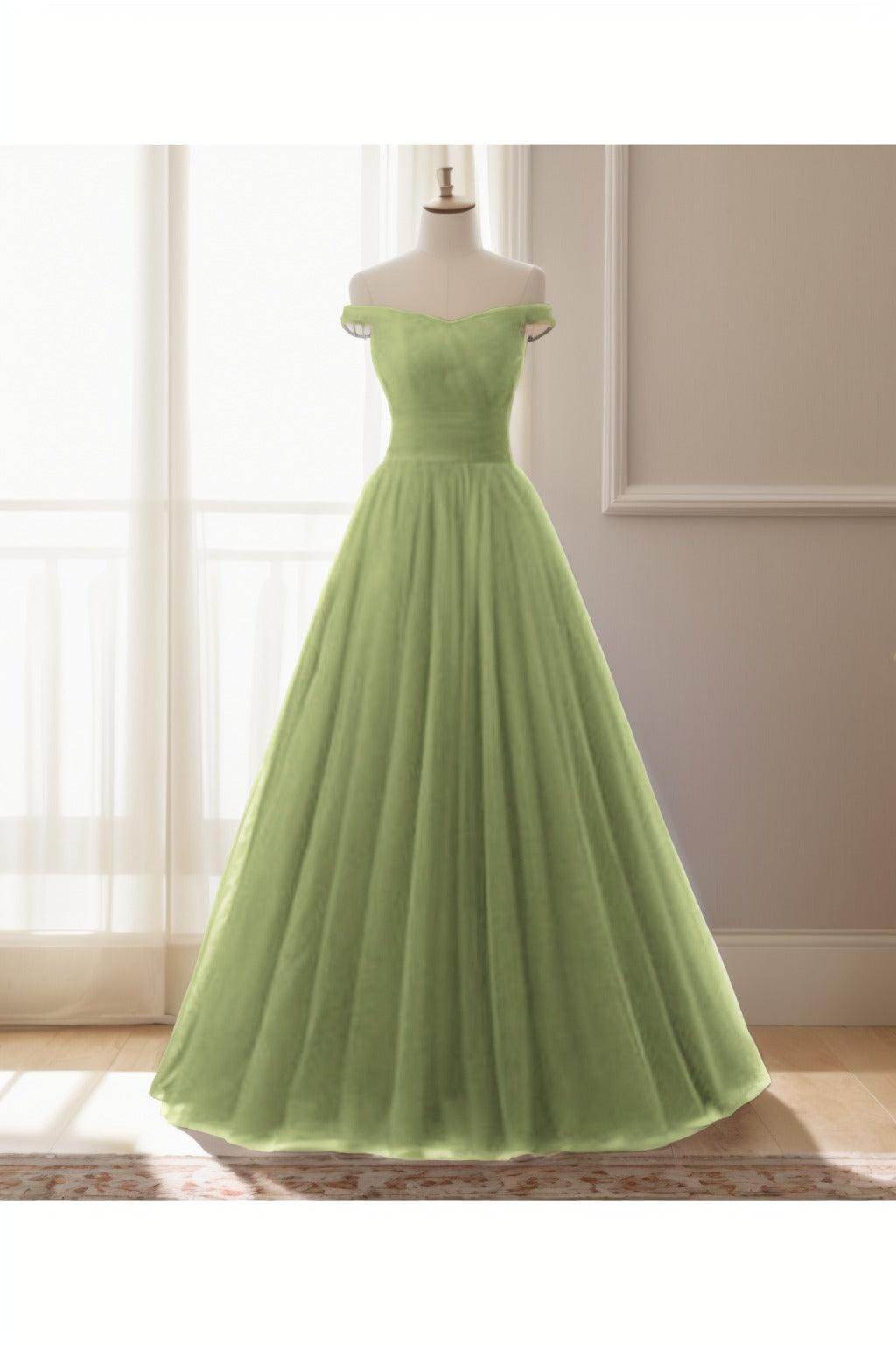 A-Line Floor Length Tulle Prom Dress CS0459