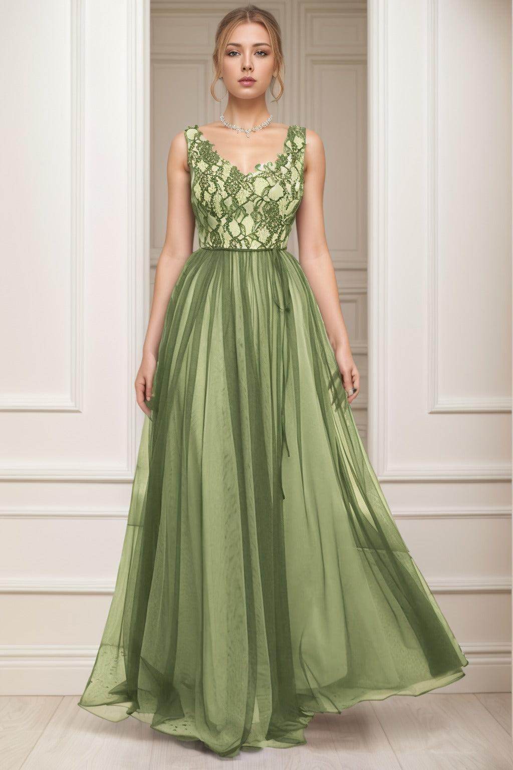 A-Line Sweep-Brush Train Tulle Prom Dress CS0466